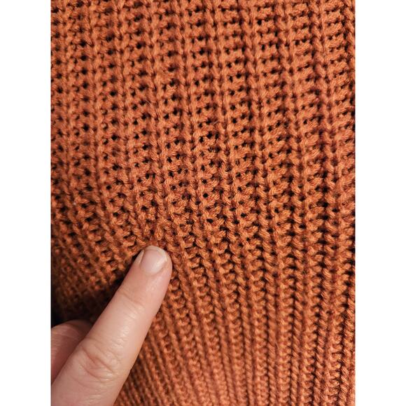 Moon & Madison Cropped Bubble Sleeve Chunky Knit Sweater Terracotta Size XS - Picture 3 of 9
